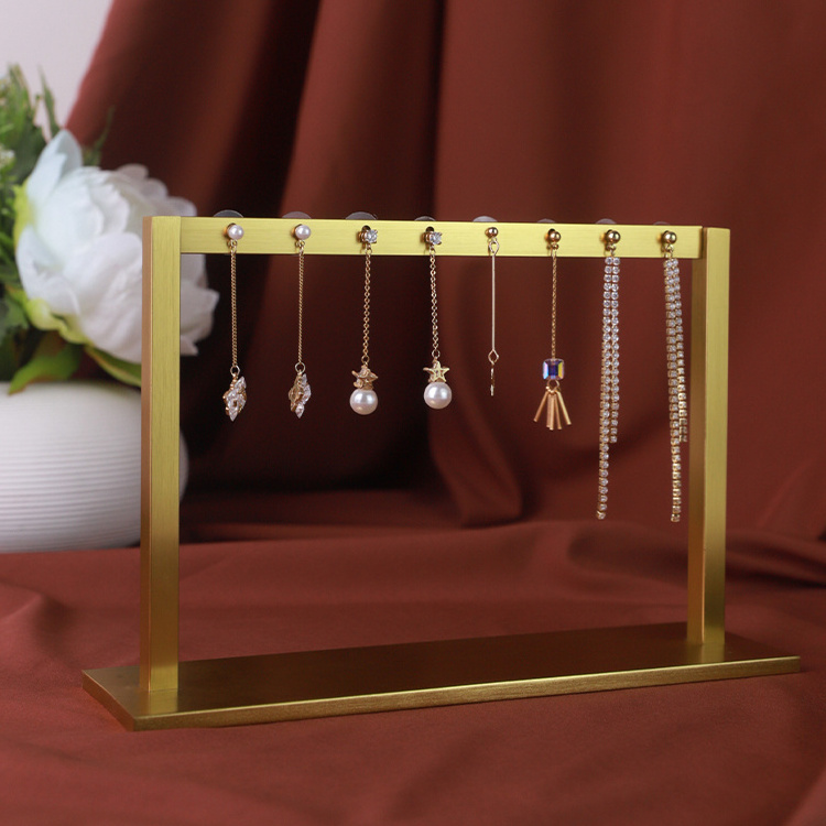 Modern Jewelry Holder Gold Aluminum Earrings Organizer Jewelry Display Stand for Store and Showcase Earring Display