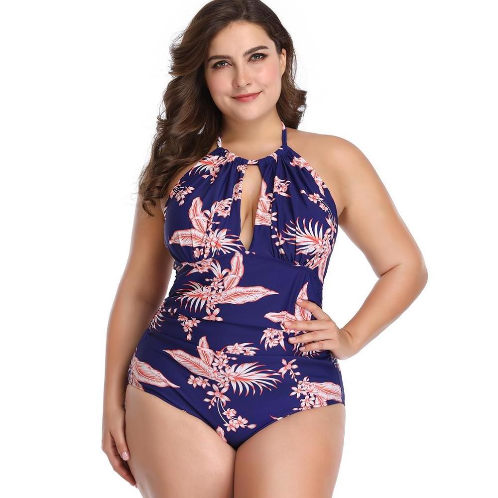 2024 Ladies One Piece Swimwear Purple Red Dark Blue Printed Plus Size Wholesale Swimsuits