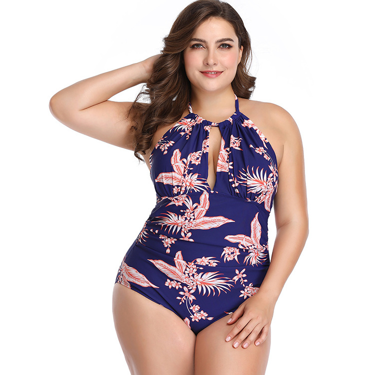 2024 Ladies One Piece Swimwear Purple Red Dark Blue Printed Plus Size Wholesale Swimsuits