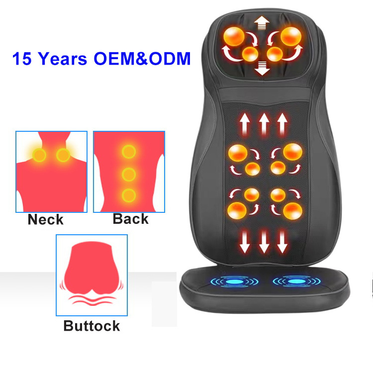 OEM Customized Portable Full Body Home Car Back Pain Relief Shiatsu Kneading Vibration Massage Seat Cushion