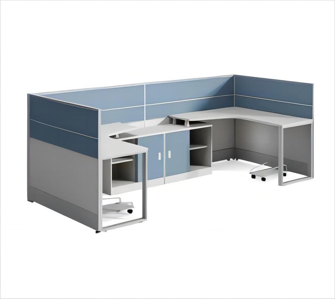 Cubicle Partition 2 Seats Workstations Desk For Open Office Duo Staff Workstations WIth Surrounded Screen