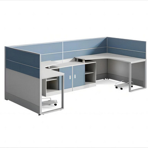 Cubicle Partition 2 Seats Workstations Desk For Open Office Duo Staff Workstations WIth Surrounded Screen