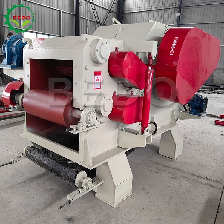 High efficiency industrial wood drum chipper waste shredder drum wood chipper machine horizontal grinder