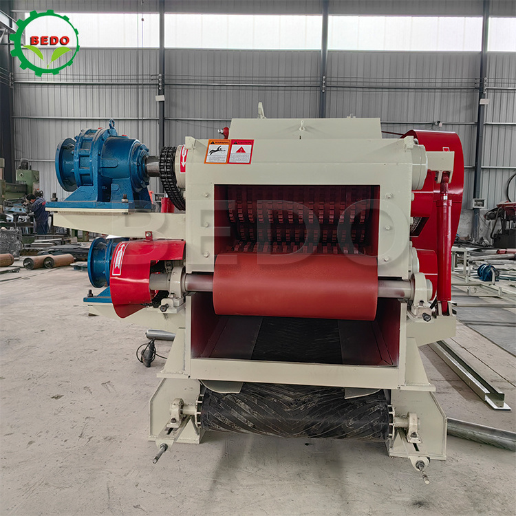 High efficiency industrial wood drum chipper waste shredder drum wood chipper machine horizontal grinder