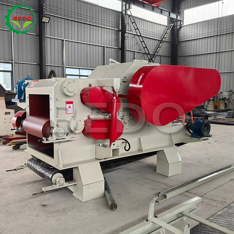 High efficiency industrial wood drum chipper waste shredder drum wood chipper machine horizontal grinder