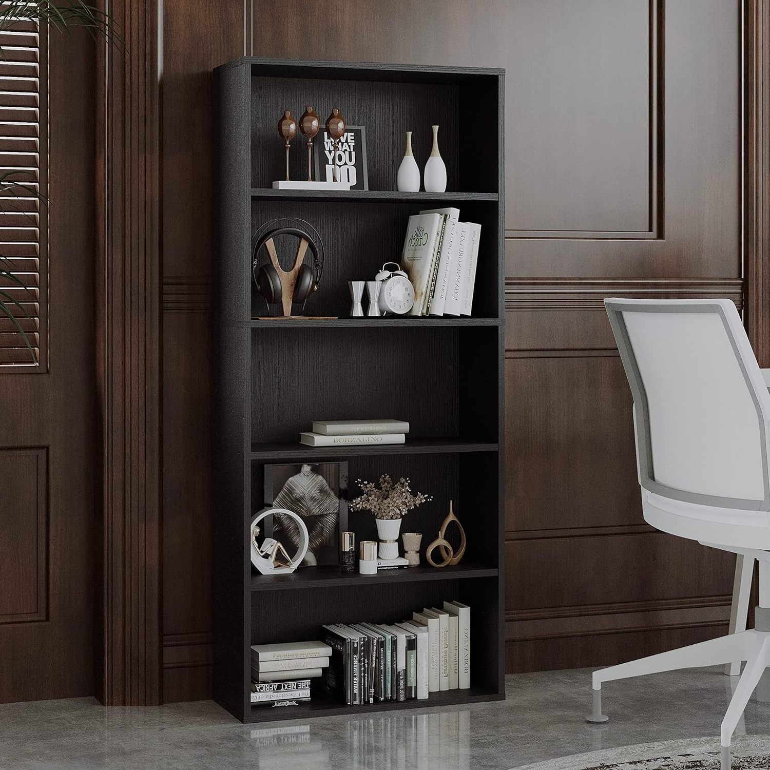 5/6 Layer Solid Wood Bookcase Extra Large Wooden Shelving for Office and Living Room Free Standing Open Shelf Unit