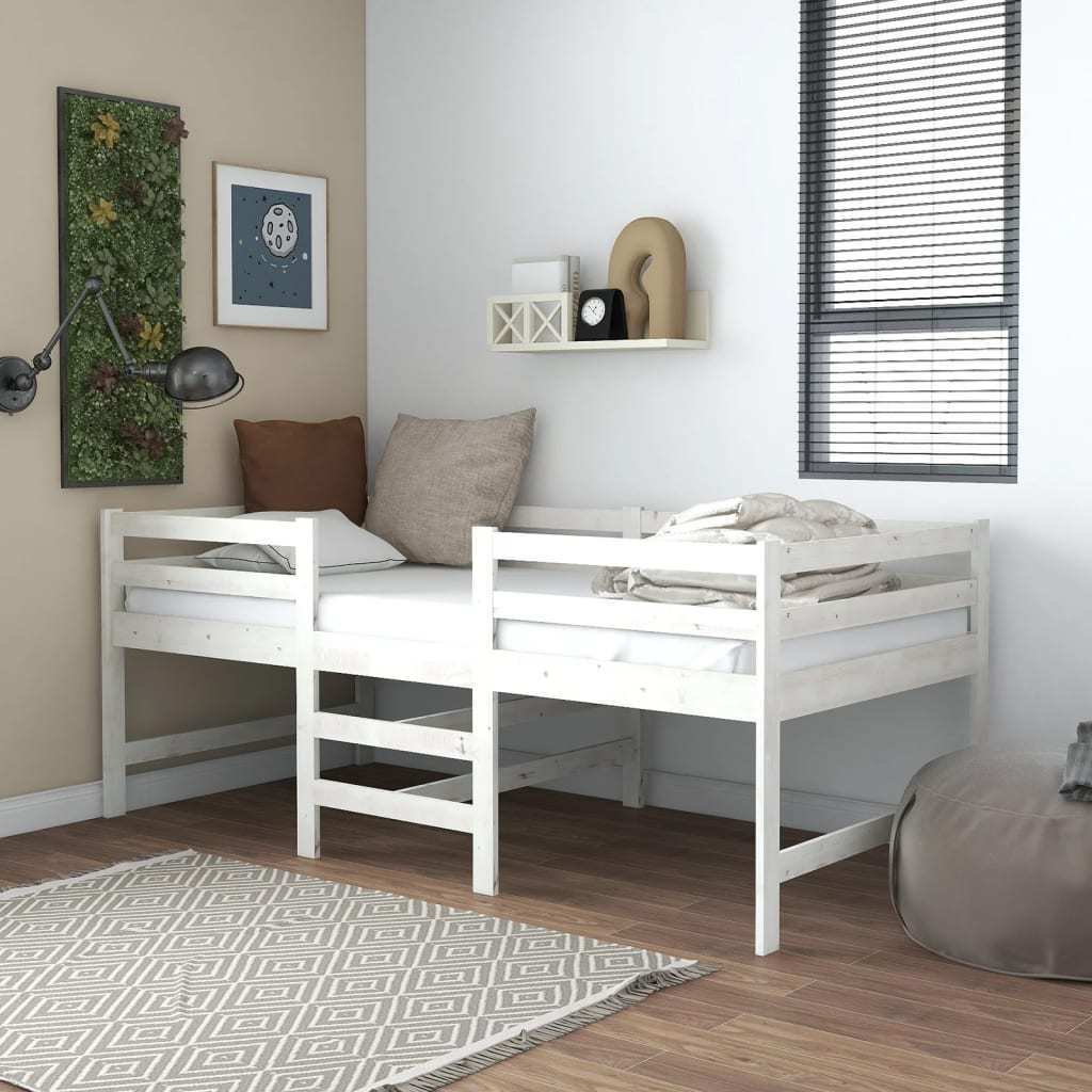 Student Dormitory Has 2 Floor white Twin Full Queen Size Loft Bunk wood Bed Frame For Girls Boy Adult