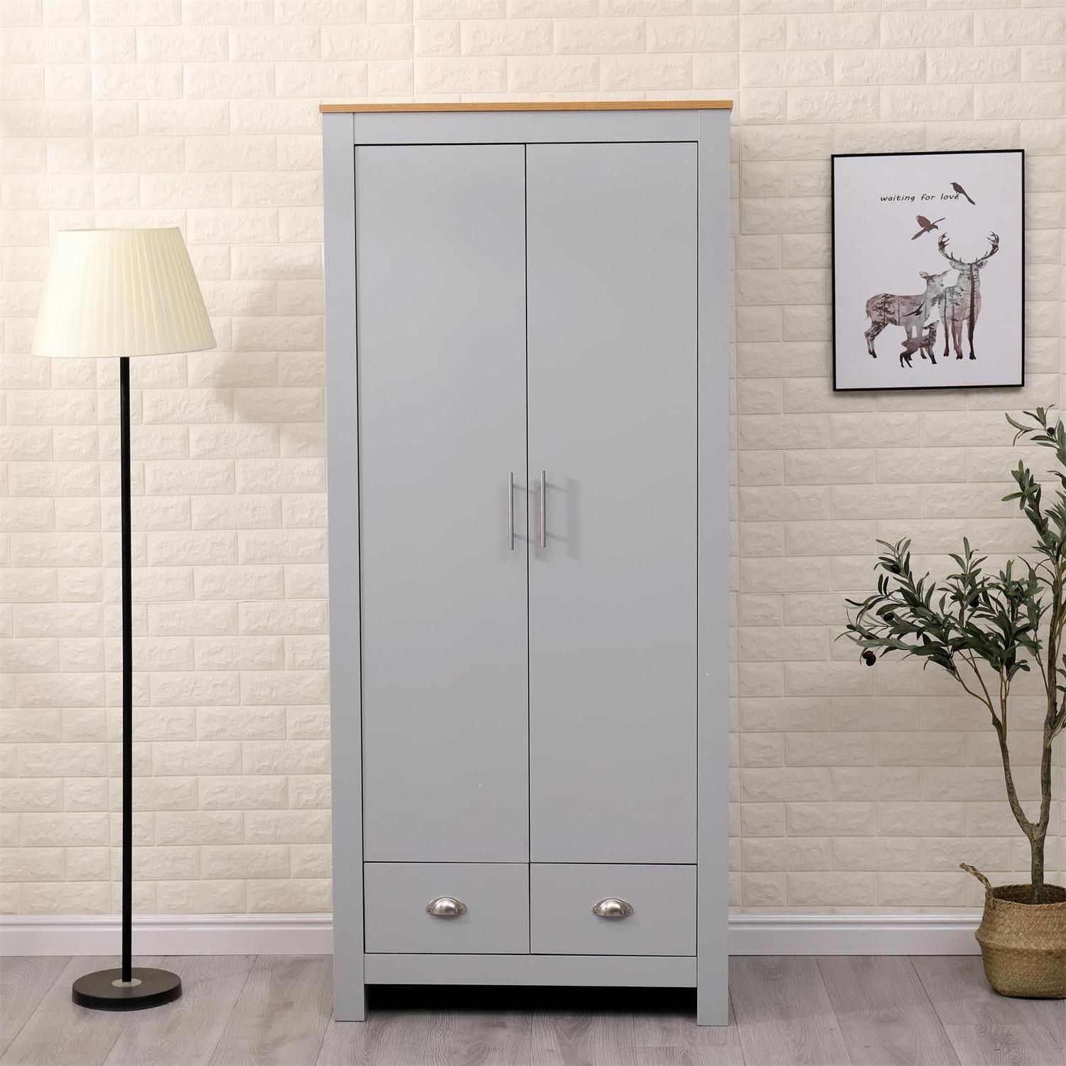 Modern Wardrobe and Cabinet Furniture Set Bedroom 2 Doors Wardrobe 2 Drawer Chest