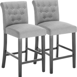 Chairs Bar Stools Set of 2 Bar Chairs Wood Legs Barstools Light Grey High Stools