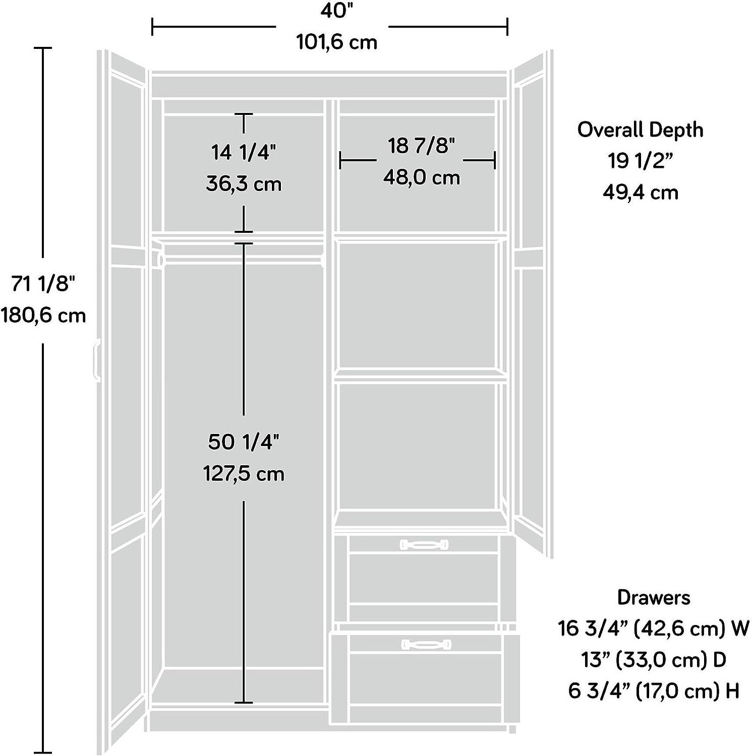 MDF Wooden Wardrobe with 2 drawers dark brown goodvalue