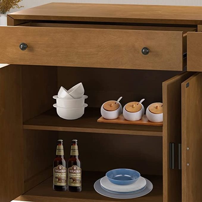 Sideboard Buffet Cabinet Modern Kitchen Storage Cabinet Credenza with 2 Drawers