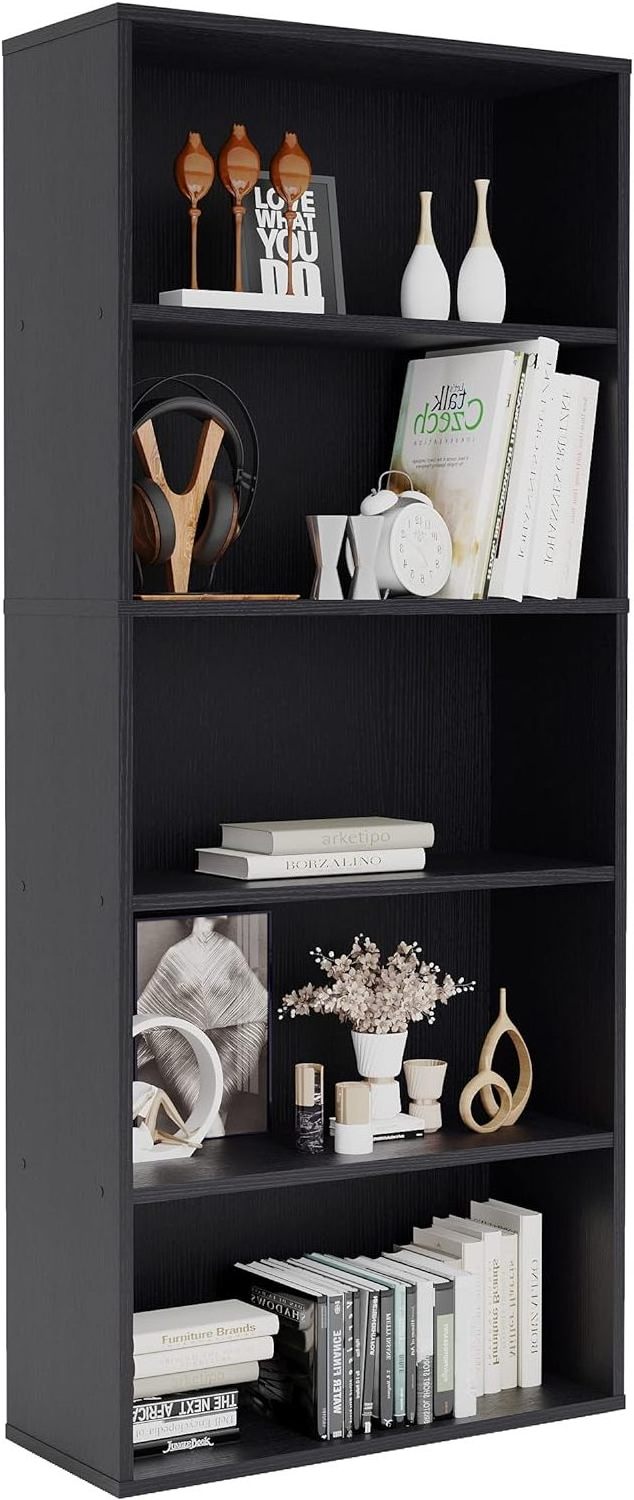 5/6 Layer Solid Wood Bookcase Extra Large Wooden Shelving for Office and Living Room Free Standing Open Shelf Unit