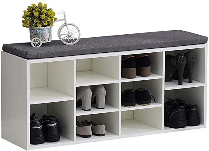 Shoe Bench Storage with Seat White Hallway Cupboard Organizer Shoe Storage Cabinet Cupboard Stand Shelf for Living Room