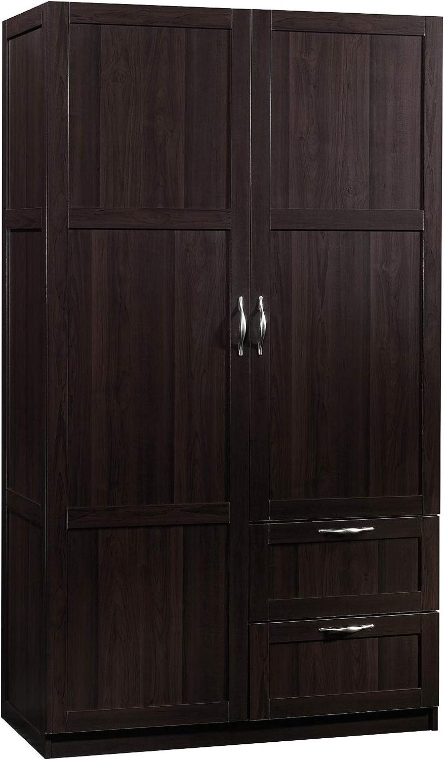 MDF Wooden Wardrobe with 2 drawers dark brown goodvalue