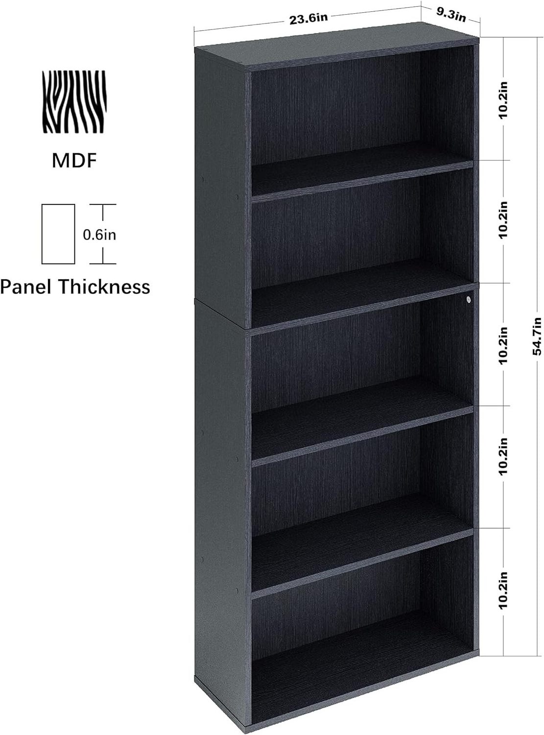 5/6 Layer Solid Wood Bookcase Extra Large Wooden Shelving for Office and Living Room Free Standing Open Shelf Unit