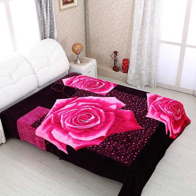 New Design Classic 3D Floral Design Mink Blankets 1ply Assorted 2ply Blanket King Size Raschel Blankets Bedroom 100% Polyester