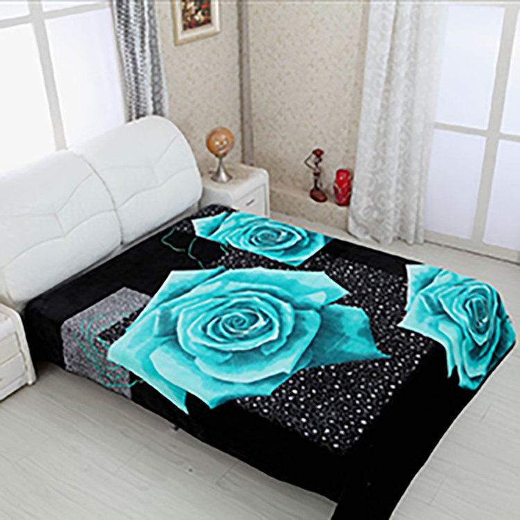 New Design Classic 3D Floral Design Mink Blankets 1ply Assorted 2ply Blanket King Size Raschel Blankets Bedroom 100% Polyester