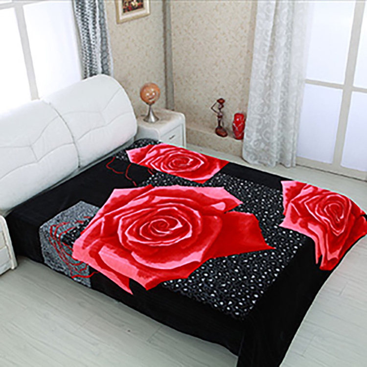 New Design Classic 3D Floral Design Mink Blankets 1ply Assorted 2ply Blanket King Size Raschel Blankets Bedroom 100% Polyester