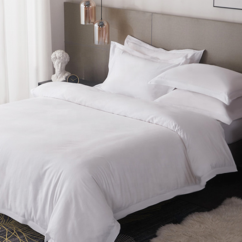 300 Thread Count Long Staple 100% Cotton Thread High Quality Bedsheets Hotel White Linen Bed Sheets with Comforter Bedding Set