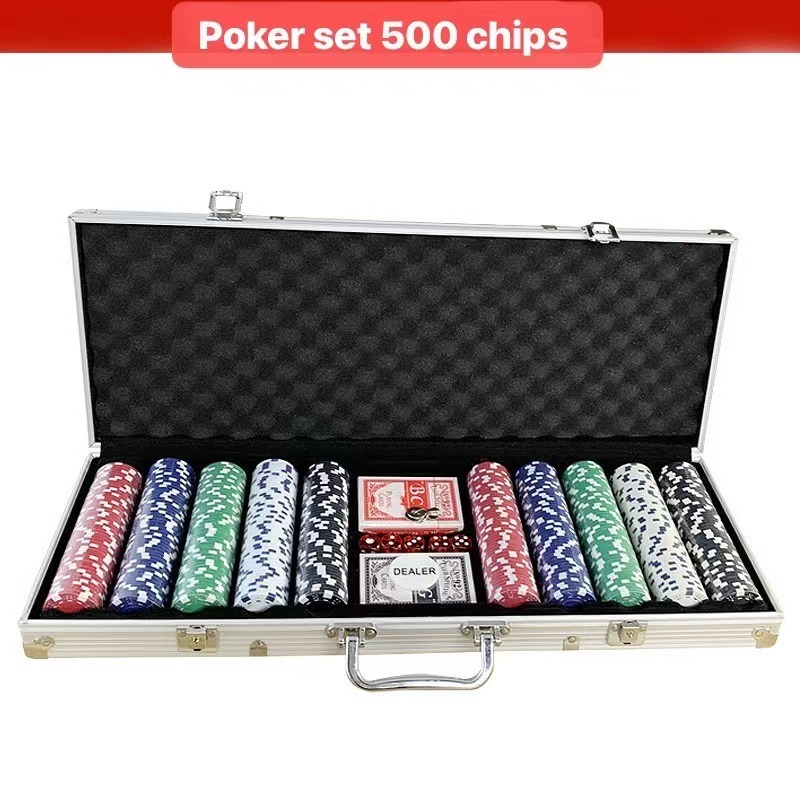 500 Chips Set 11.5 Gram Clay Poker Chips Abs Iron Sheet Casino Chips Aluminum Case For Customization