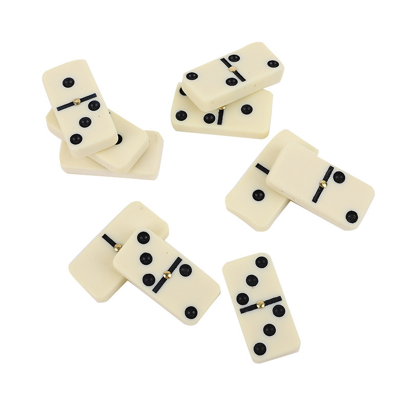 Wholesales Custom Ivory Colored Domino Set 28pcs Double Six In Wood Box For Classic Gambling Game Sublimation Dominoes Set