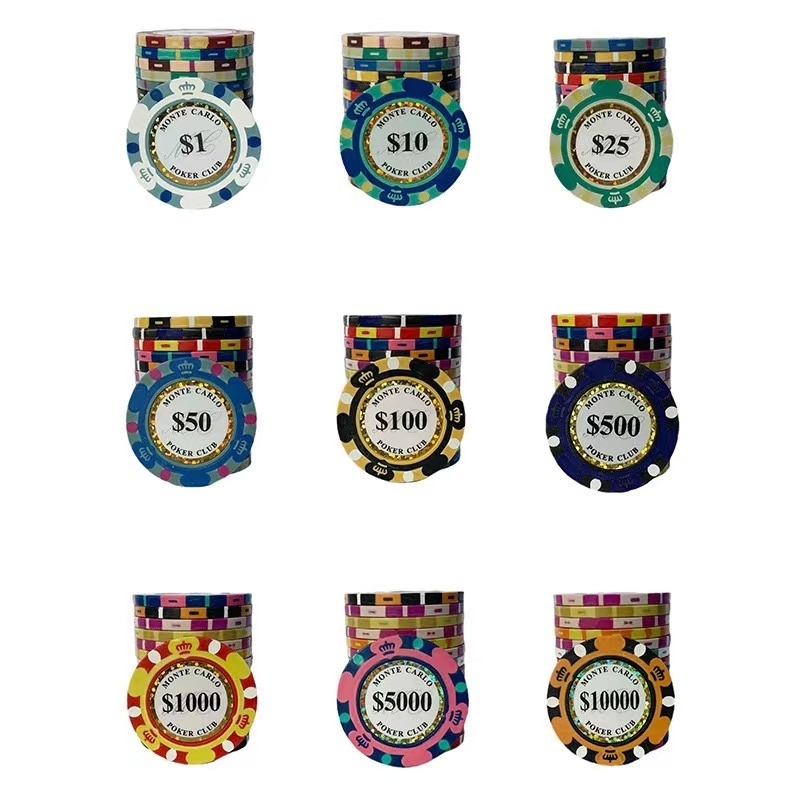 2024 Fashion Poker Special Tricolor Crown Hot Stamping Clay Mini Poker Chips For Gambling Games