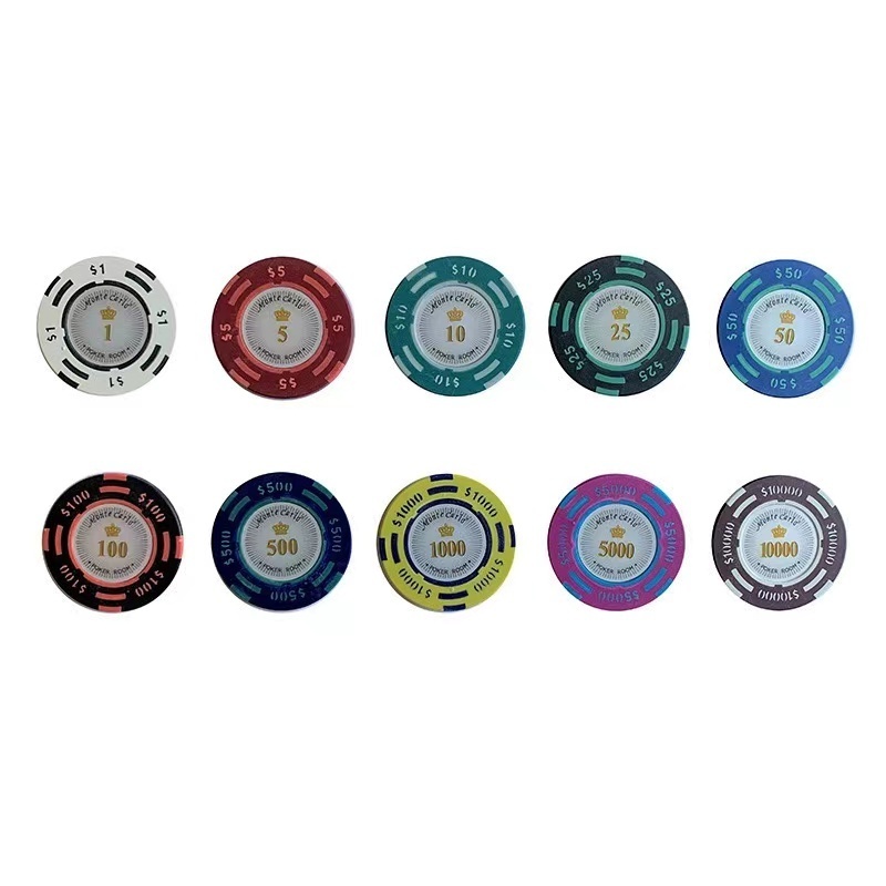 Plastic Premium Custom Poker Casino Chips 500 Yards Black Silver Clay Poker Chips With Aluminium Box