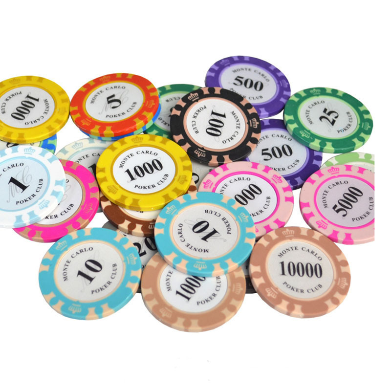 Customised Colour Logo Board Game Coin Clay Poker Chip Two Color Ceramic Chips Crown Casino Game Set For Poker Club Game