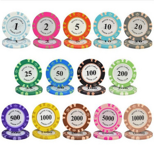 Customised Colour Logo Board Game Coin Clay Poker Chip Two Color Ceramic Chips Crown Casino Game Set For Poker Club Game