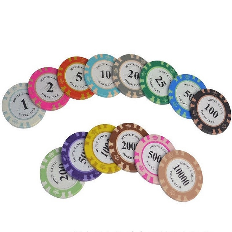 Customised Colour Logo Board Game Coin Clay Poker Chip Two Color Ceramic Chips Crown Casino Game Set For Poker Club Game