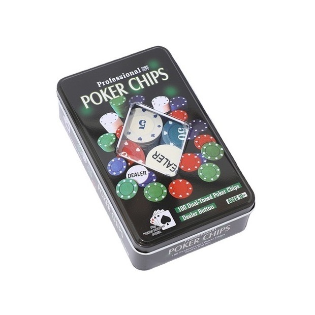 Tin Box Clay Custom Printed 100 Chips 38*2mm 4g Party Blackjack Casino Poker Chips Set With Custom Logo