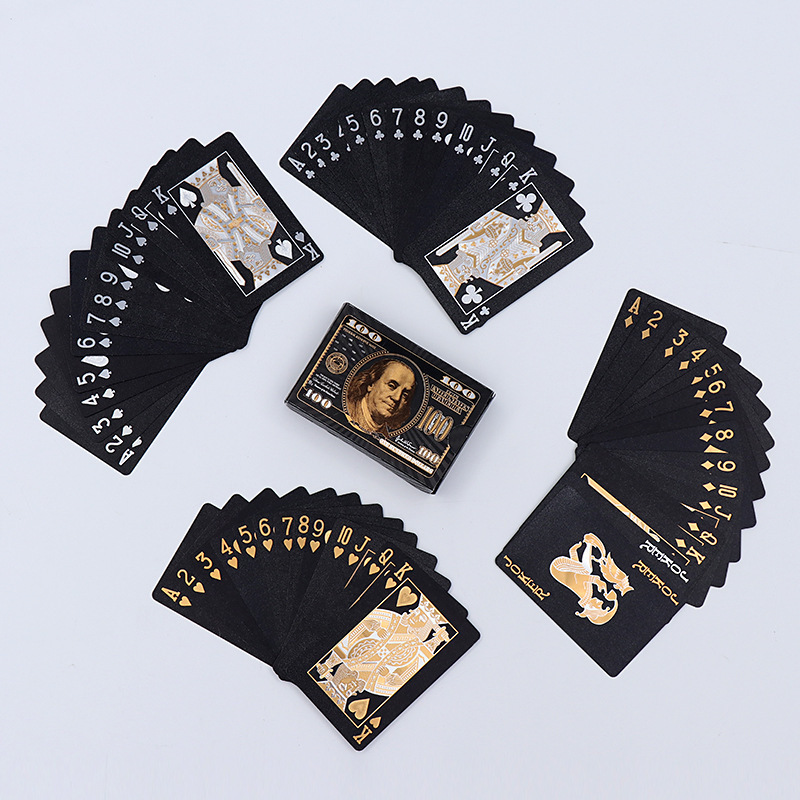 Playing Cards Wholesale High Quality Gold Foil Poker Card Waterproof Custom Logo Pvc Plastic Black And Gold Playing Cards