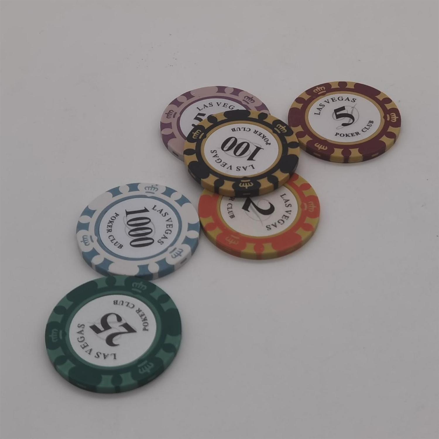 Wholesale custom colored ceramic poker chip data printing with metal insert clay poker chips