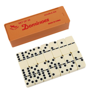 Wholesales Custom Ivory Colored Domino Set 28pcs Double Six In Wood Box For Classic Gambling Game Sublimation Dominoes Set