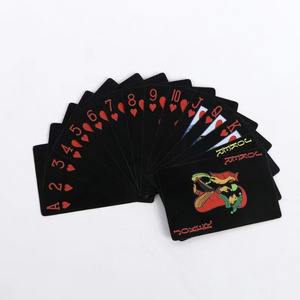 2024 Fashion Waterproof Plastic Cards Adult Black Playing Cards Game 57x87mm Oem Poker In Bulk