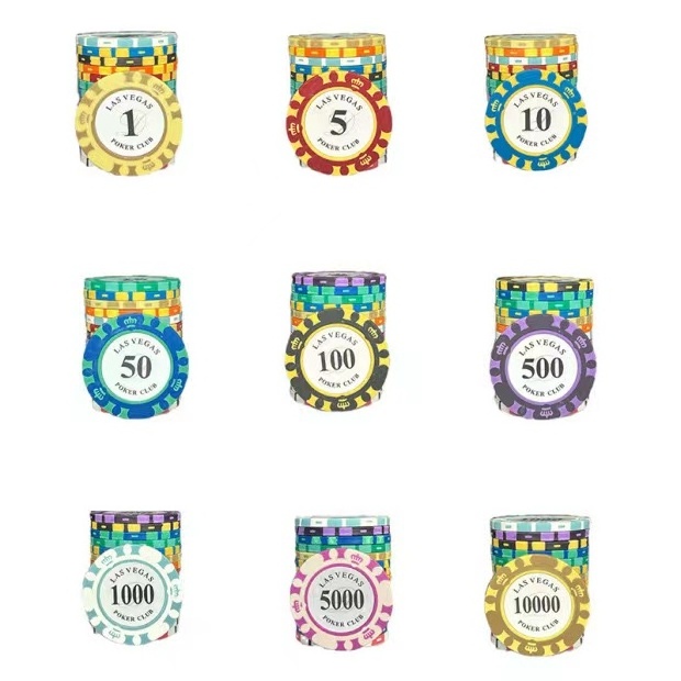 Wholesale custom colored ceramic poker chip data printing with metal insert clay poker chips