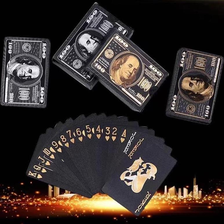 Playing Cards Wholesale High Quality Gold Foil Poker Card Waterproof Custom Logo Pvc Plastic Black And Gold Playing Cards