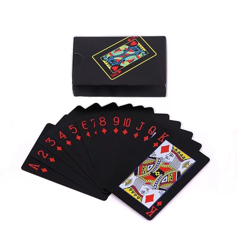 2024 Fashion Waterproof Plastic Cards Adult Black Playing Cards Game 57x87mm Oem Poker In Bulk