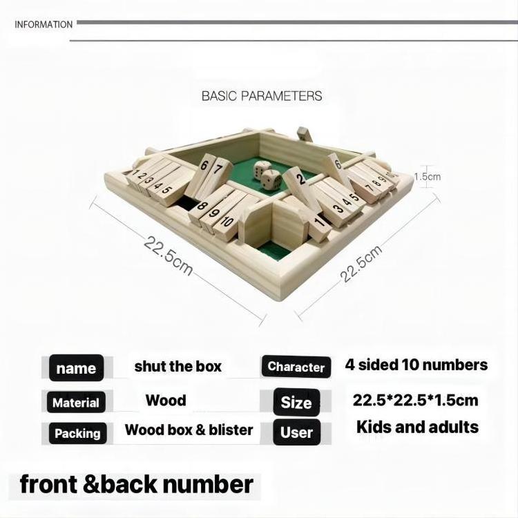 Wooden Flop Drinking Game 4 Players Shut The Box Dice Game Party Party Family Entertainment Family Board Game