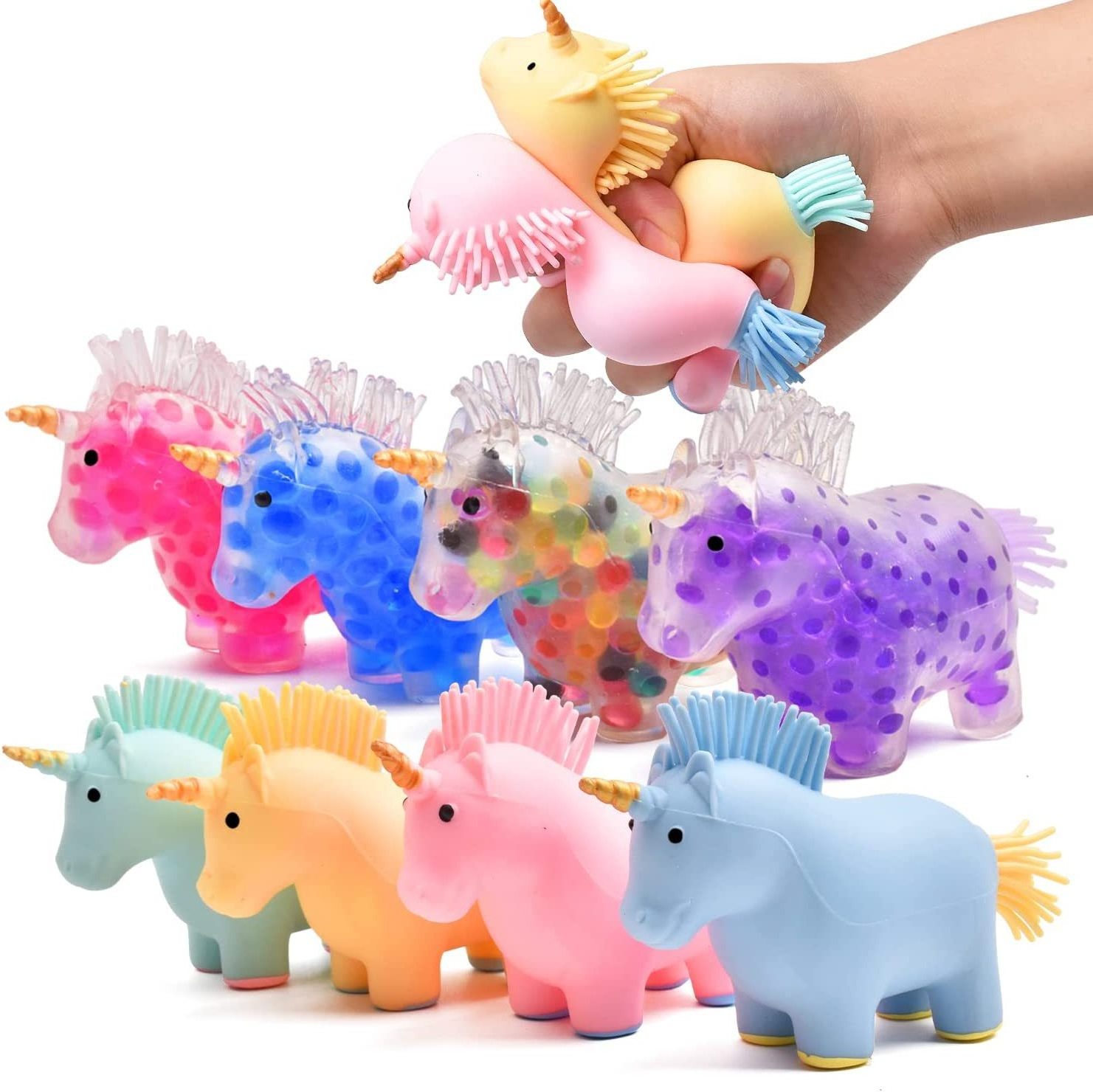 Popular Stretch Unicorn Anti Fidget Toy Cartoon Animal TPR Anxiety Relief Sensory Water Beads Soft Squeeze Release squishy toys