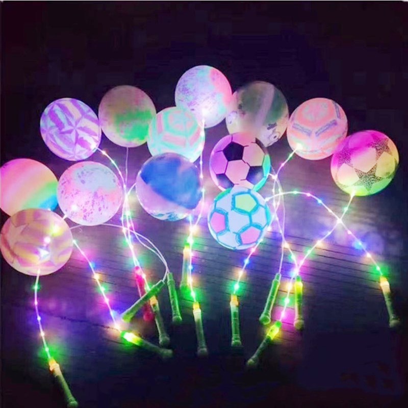 Pvc ball led flashing toy String Light Night Magic Luminous Bouncing Toy Balloon Ballon With Stick Swing Ball Football