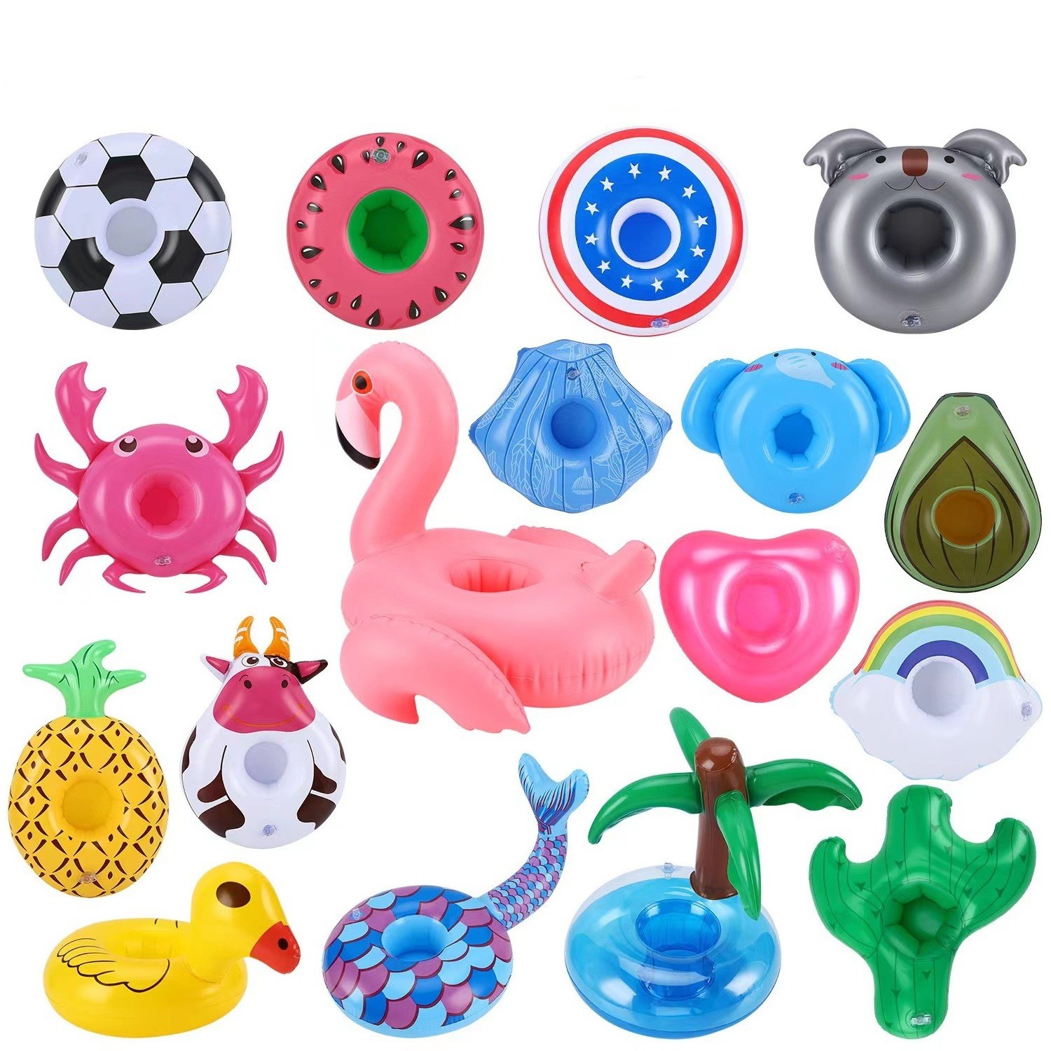 hot sale animal fruit shape pvc inflatable party beach swimming pool beer coasters floating beverage drink cup holder