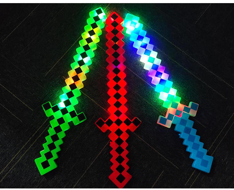 Amazon Hot Sale 2023 Led Light Saber Sword Led Toys With Sound Party Favor Light Up Pixel Sword Toys For Kids Mosaic Sword