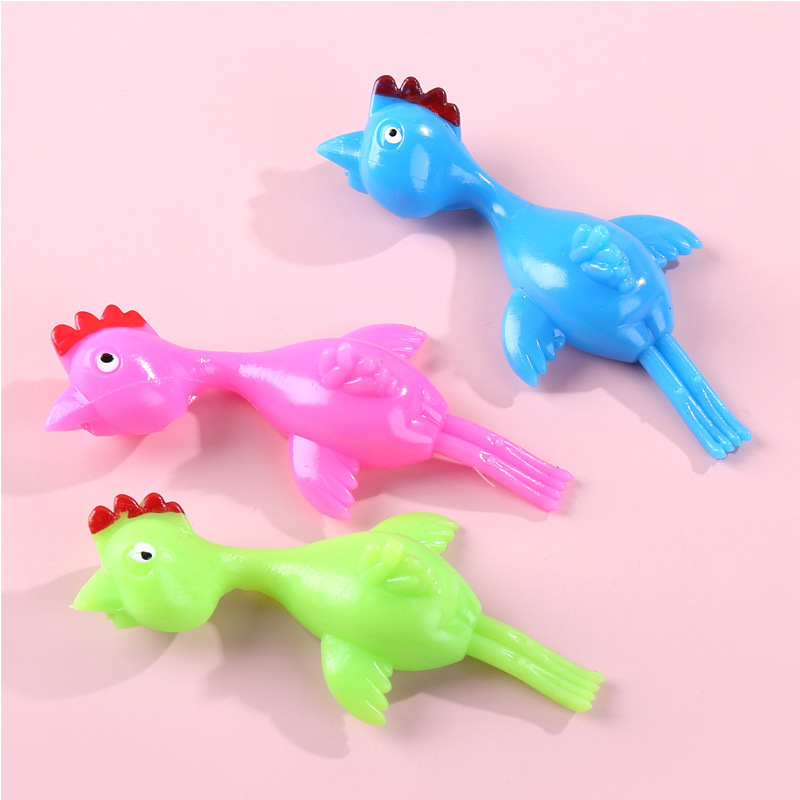 Hot sale TPR flying elastic turkey catapult soft finger stretchy chicken slingshot capsule children's fidget toys squishy toys