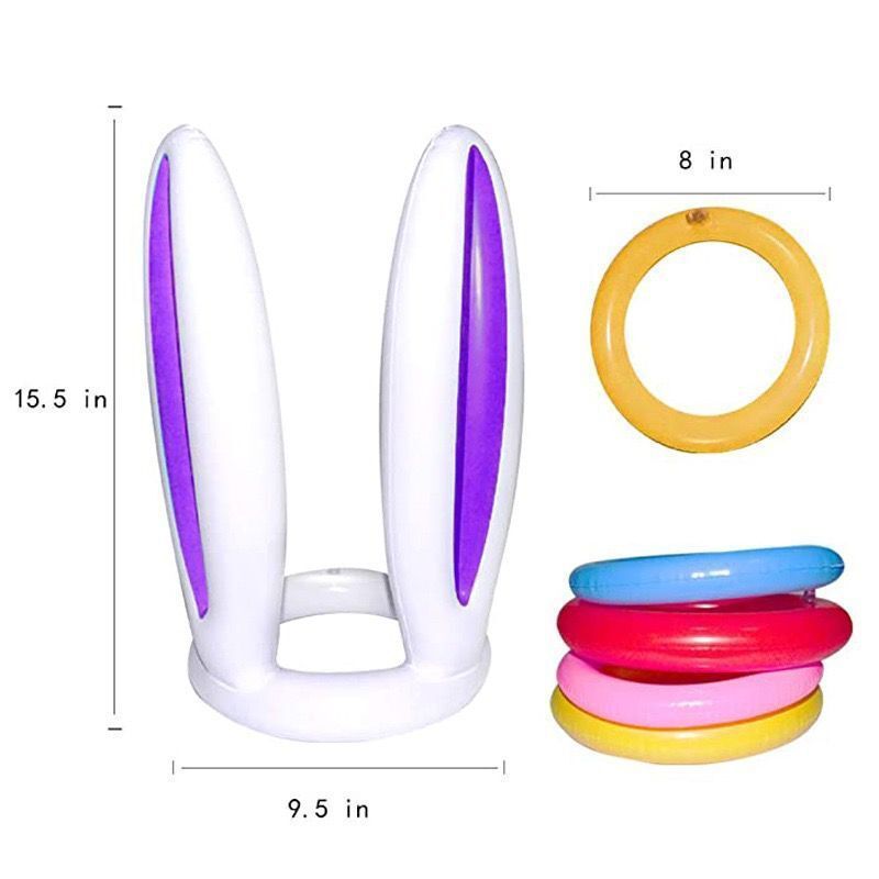 hot sell wholesale Easter colorful cute animal bunny rabbit ear gift PVC inflatable ring toss party game toy for kids