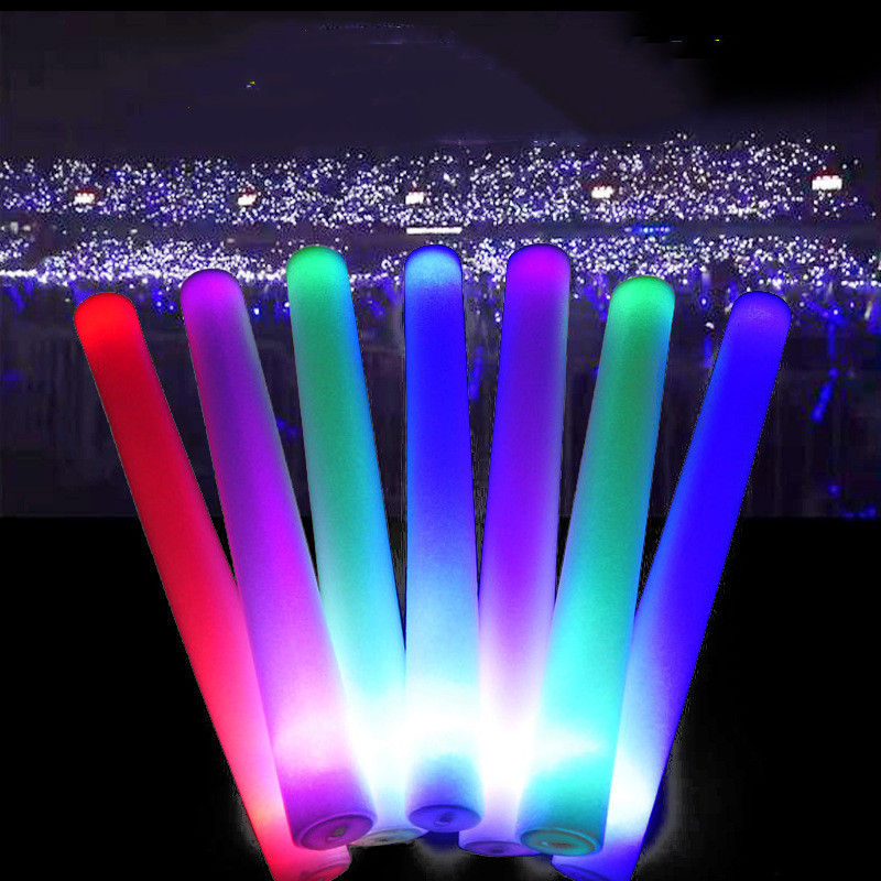 Custom LOGO Promotion 48cm Party Wedding Concert Glow In Dark Stick Flashing Cheering Rave Batons led flashing toy Foam Stick