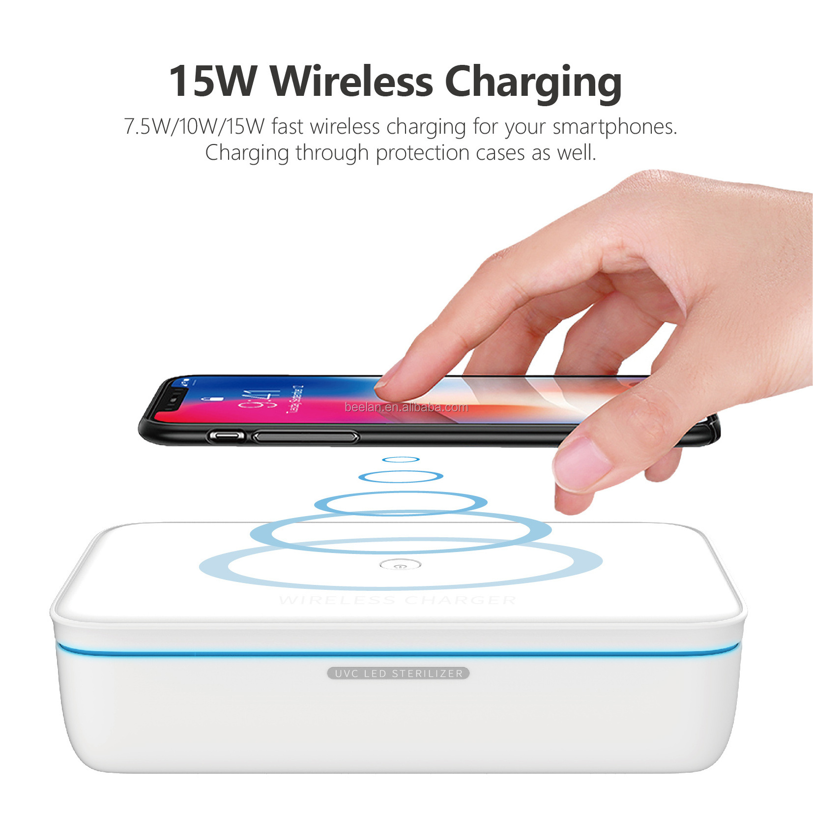 BSCI Manufacture stock 15W multi-use wireless charger  UVC UV LED light  phone  sterilizing sanitizer sterilization box