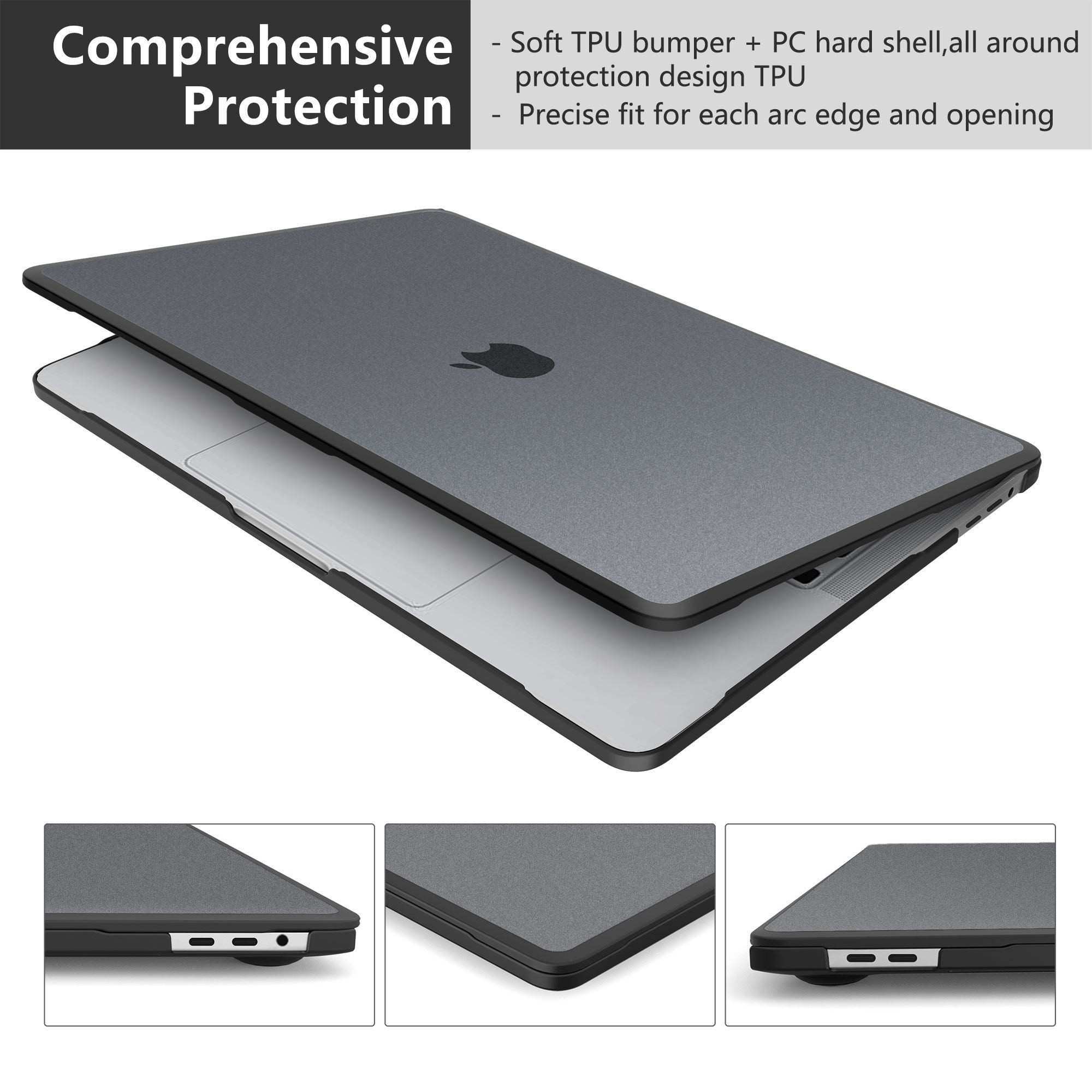 2024 New Product TPU Black Frame Frosted Scratch Resistant PC Anti-Drop For Macbook Pro 13  14  16 Inch A2485 hard Case 2021