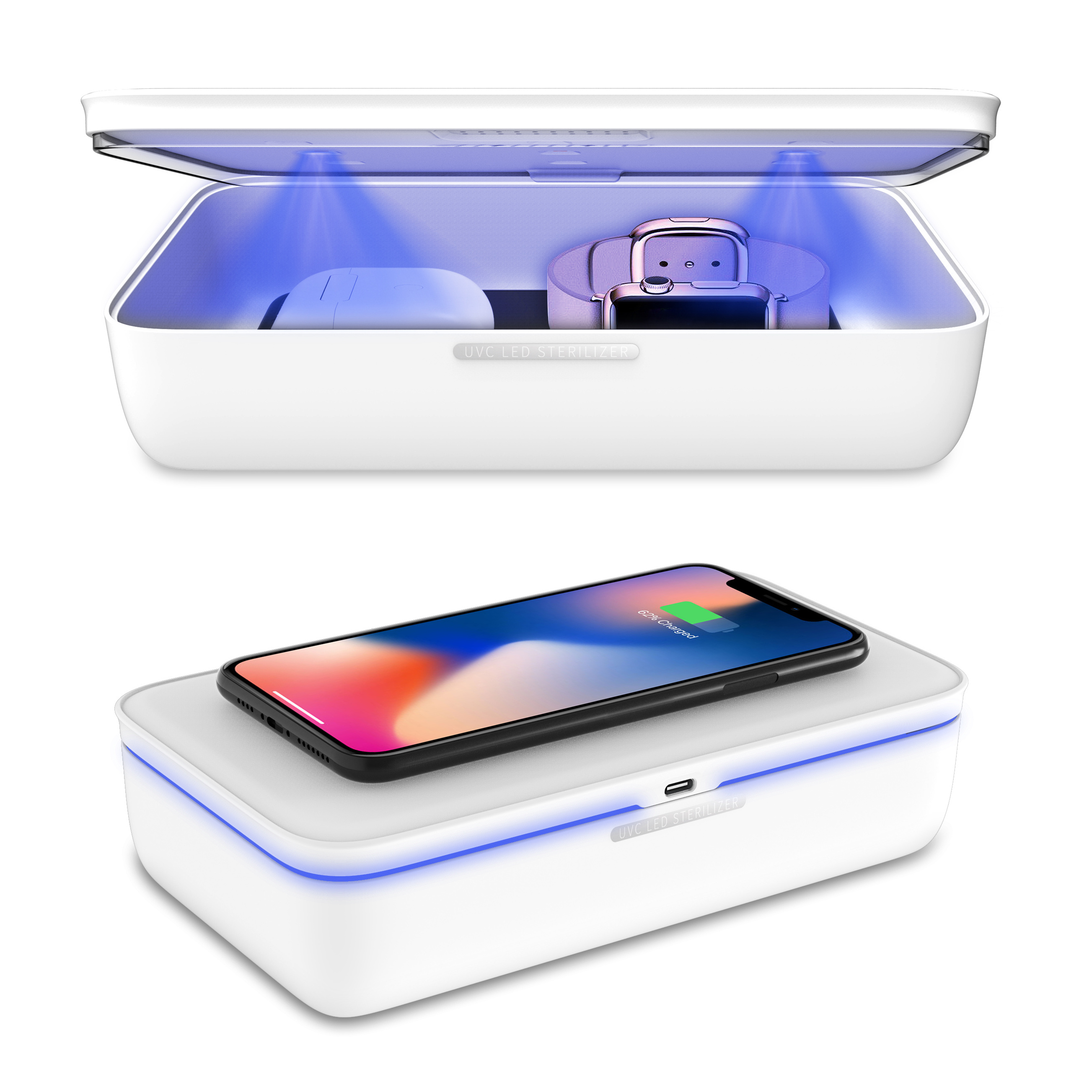 BSCI Manufacture stock 15W multi-use wireless charger  UVC UV LED light  phone  sterilizing sanitizer sterilization box