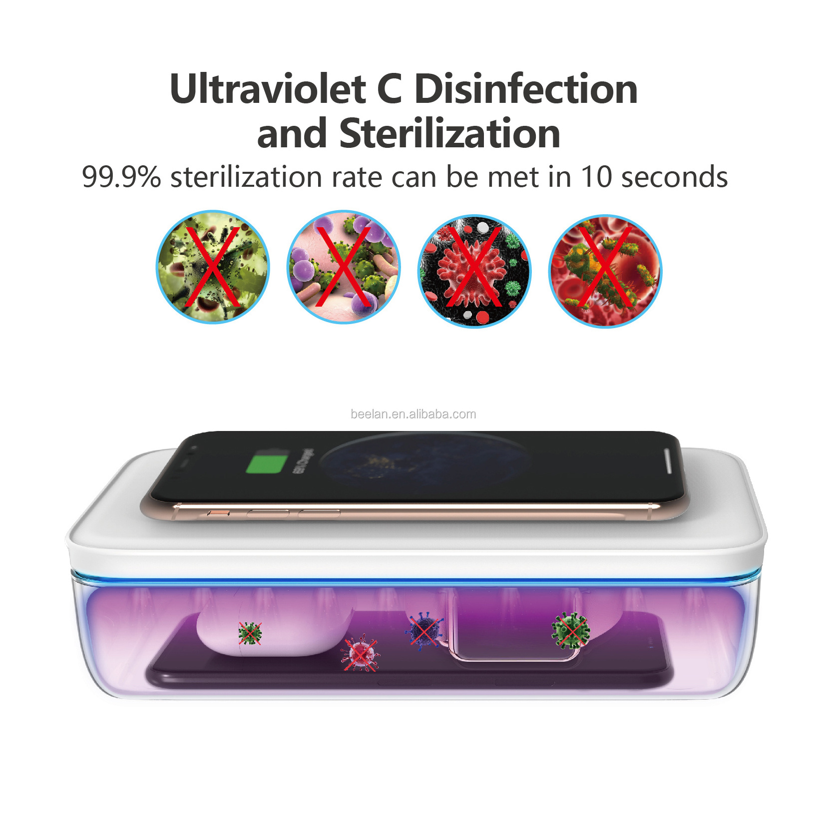 BSCI Manufacture stock 15W multi-use wireless charger  UVC UV LED light  phone  sterilizing sanitizer sterilization box